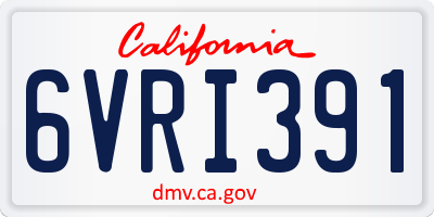 CA license plate 6VRI391