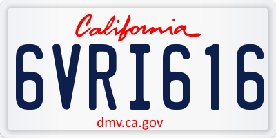 CA license plate 6VRI616