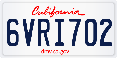 CA license plate 6VRI702