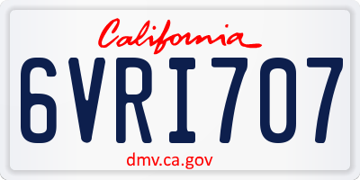 CA license plate 6VRI707