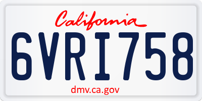 CA license plate 6VRI758