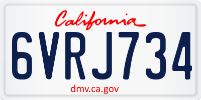 CA license plate 6VRJ734