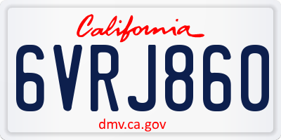 CA license plate 6VRJ860
