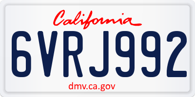 CA license plate 6VRJ992