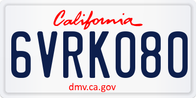 CA license plate 6VRK080