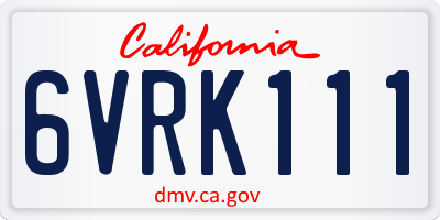 CA license plate 6VRK111