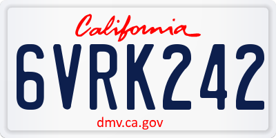 CA license plate 6VRK242