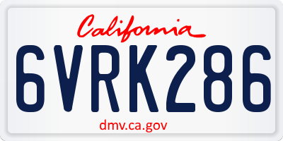 CA license plate 6VRK286