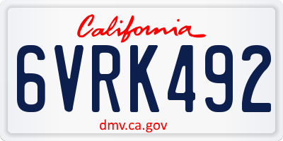 CA license plate 6VRK492