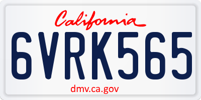 CA license plate 6VRK565