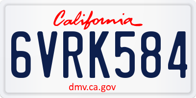 CA license plate 6VRK584