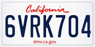 CA license plate 6VRK704