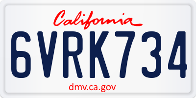 CA license plate 6VRK734