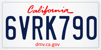 CA license plate 6VRK790