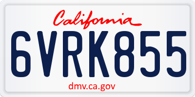 CA license plate 6VRK855