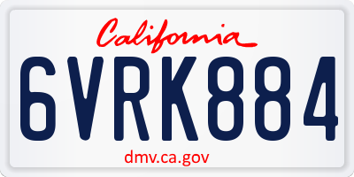 CA license plate 6VRK884