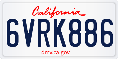 CA license plate 6VRK886