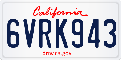 CA license plate 6VRK943