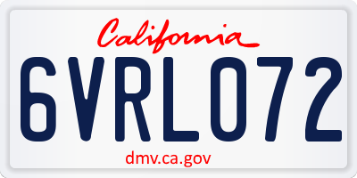 CA license plate 6VRL072