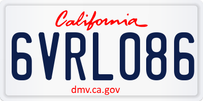CA license plate 6VRL086