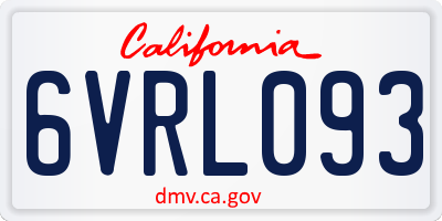 CA license plate 6VRL093