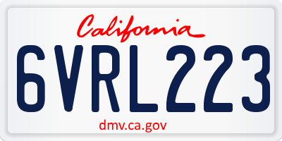 CA license plate 6VRL223