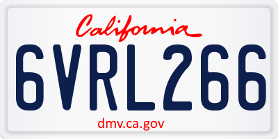 CA license plate 6VRL266