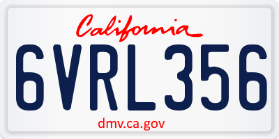 CA license plate 6VRL356