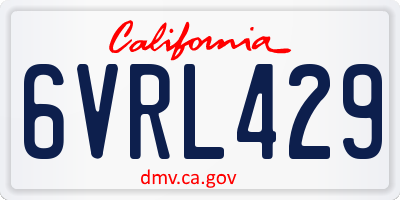 CA license plate 6VRL429