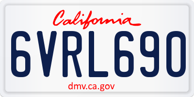 CA license plate 6VRL690