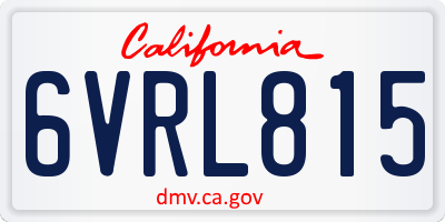 CA license plate 6VRL815