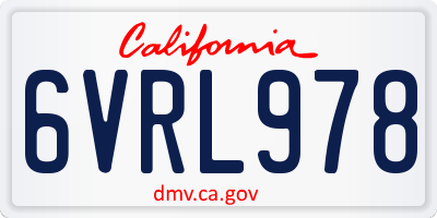 CA license plate 6VRL978
