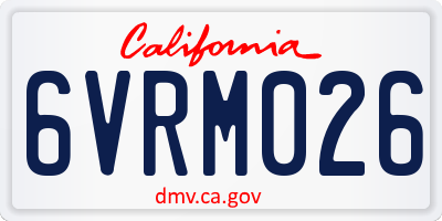 CA license plate 6VRM026