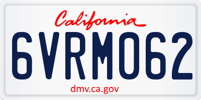 CA license plate 6VRM062