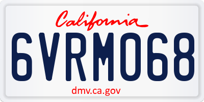 CA license plate 6VRM068