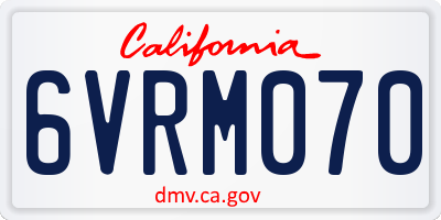 CA license plate 6VRM070