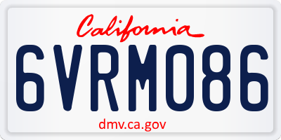 CA license plate 6VRM086