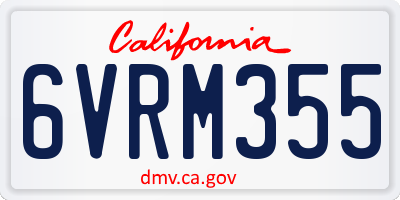 CA license plate 6VRM355