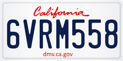 CA license plate 6VRM558