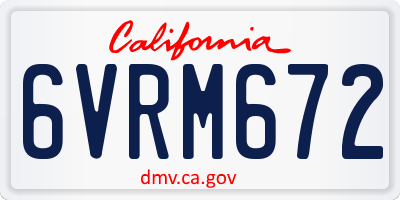 CA license plate 6VRM672