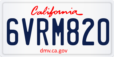 CA license plate 6VRM820