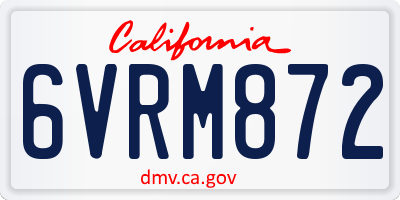 CA license plate 6VRM872