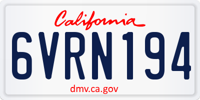 CA license plate 6VRN194