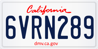 CA license plate 6VRN289