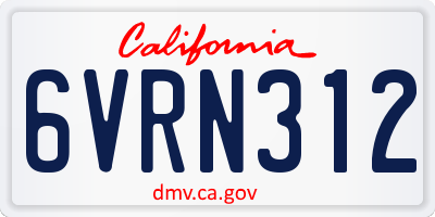 CA license plate 6VRN312