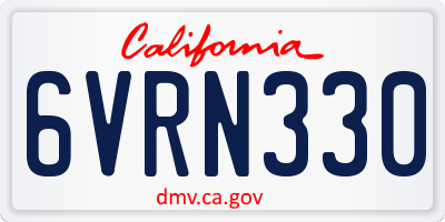 CA license plate 6VRN330