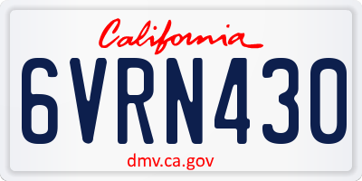 CA license plate 6VRN430