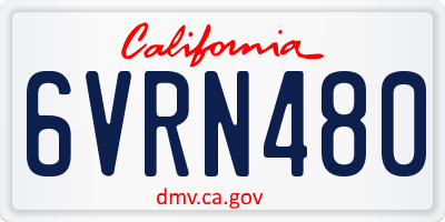 CA license plate 6VRN480