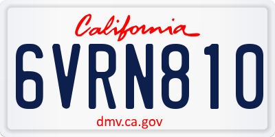 CA license plate 6VRN810