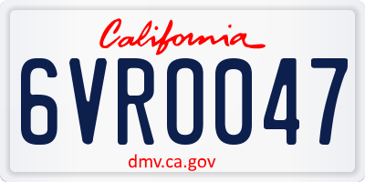 CA license plate 6VRO047